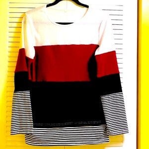 NEW Color Block Tunic Comfy Top Medium